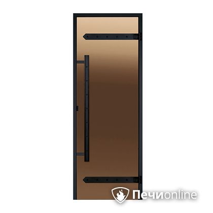 Дверь для бани Harvia Стеклянная дверь для сауны LEGEND 7/19 черная коробка сосна бронза  D71901МL в Уфе
